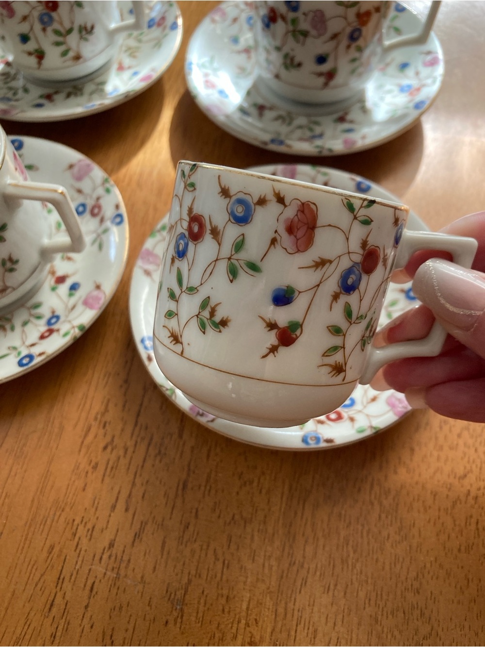 Vintage 1945 Porcelain Floral Espresso Cup and Saucer - made in occupied Japan